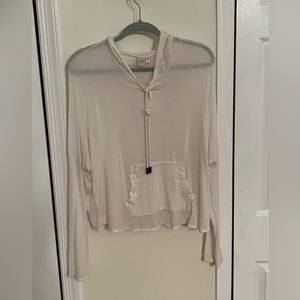 Juniors light weight (see through) cream, long sleeve top
